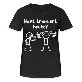 Strichmännchen PAUSE FÜR DIE MUSKELN Lustig - Frauen T-Shirt atmungsaktiv - Schwarz - Vorne - AI Model Female 172 light (172cm)