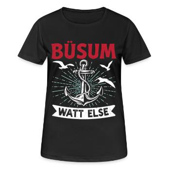 Vacances à la mer du Nord BÜSUM WATT AUTREMENT DRÔLE - T-shirt respirant Femme - noir - Devant - AI Model Female 172 light (172cm)