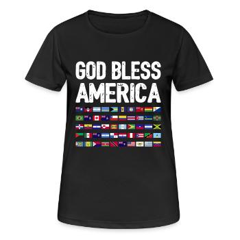 Que Dieu bénisse l’Amérique Continent Tous les pays Patrimoine - T-shirt respirant Femme - noir - Devant - AI Model Female 172 light (172cm)