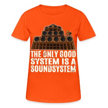 Sound System Reggae - T-shirt respirant Femme - orange néon - Devant - AI Model Female 172 dark (172cm)