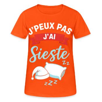 J'ai Sieste: Pause Douceur - T-shirt respirant Femme - orange néon - Devant - AI Model Female 172 dark (172cm)