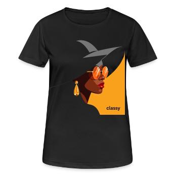 Femme élégante avec chapeau et lunettes de soleil - T-shirt respirant Femme - noir - Devant - AI Model Female 172 light (172cm)