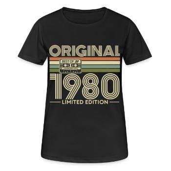 Original-Nostalgie-Edition von 1980 - Frauen T-Shirt atmungsaktiv - Schwarz - Vorne - AI Model Female 172 light (172cm)