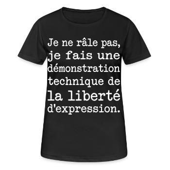 Humour Râleur Liberté D'Expression - T-shirt respirant Femme - noir - Devant - AI Model Female 172 light (172cm)