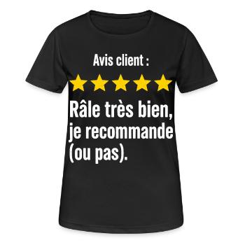 Grummeliger Humor-Rezensionen-Nörgler - Frauen T-Shirt atmungsaktiv - Schwarz - Vorne - AI Model Female 172 light (172cm)
