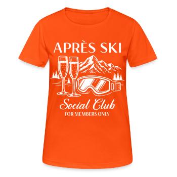 Après Ski Social Club For Members Only - Women's Breathable T-Shirt - neon orange - Front - AI Model Female 172 dark (172cm)