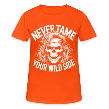 Never tame your wild side - Women's Breathable T-Shirt - neon orange - Front - AI Model Female 172 dark (172cm)