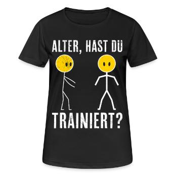 Strichmännchen HAST DU TRAINIERT Lustiges - Frauen T-Shirt atmungsaktiv - Schwarz - Vorne - AI Model Female 172 light (172cm)