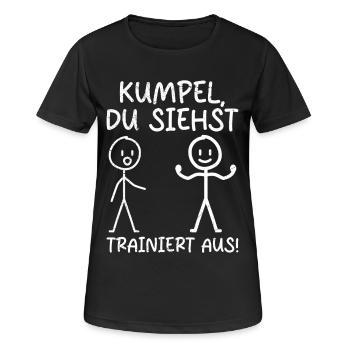 Strichmännchen DU SIEHST TRAINIERT AUS Lustig - Frauen T-Shirt atmungsaktiv - Schwarz - Vorne - AI Model Female 172 light (172cm)