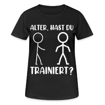 Strichmännchen HAST DU TRAINIERT Lustiges - Frauen T-Shirt atmungsaktiv - Schwarz - Vorne - AI Model Female 172 light (172cm)