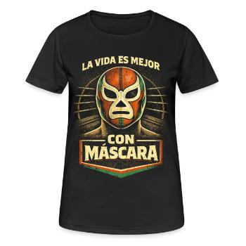 Lucha Libre Luchador La Vida Es Mejor Con Mascara - T-shirt respirant Femme - noir - Devant - AI Model Female 172 light (172cm)