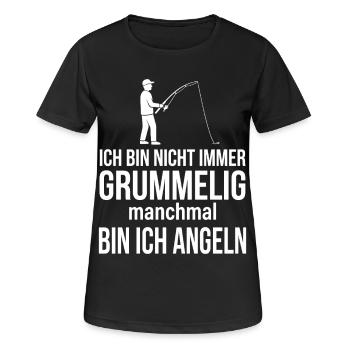 Nicht immer grummelig, manchmal angeln - Frauen T-Shirt atmungsaktiv - Schwarz - Vorne - AI Model Female 172 light (172cm)