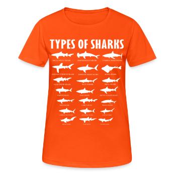 Types de conception de la vie marine océanique des requins - T-shirt respirant Femme - orange néon - Devant - AI Model Female 172 dark (172cm)
