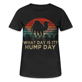 What Day Is It Hump Day Camel Retro Sunset - Women's Breathable T-Shirt - black - Front - AI Model Female 172 light (172cm)
