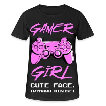 Gamer Girl Controller Saying Cute Face Tryhard - Women's Breathable T-Shirt - black - Front - AI Model Female 172 light (172cm)