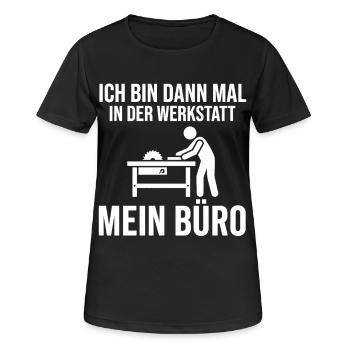 Je serai à l’atelier, dans mon bureau - T-shirt respirant Femme - noir - Devant - AI Model Female 172 light (172cm)