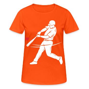 Baseball Batter Silhouette Heart - Women's Breathable T-Shirt - neon orange - Front - AI Model Female 172 dark (172cm)