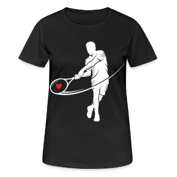 Tennis Silhouette Herz im Schläger Motiv - Frauen T-Shirt atmungsaktiv - Schwarz - Vorne - AI Model Female 172 light (172cm)