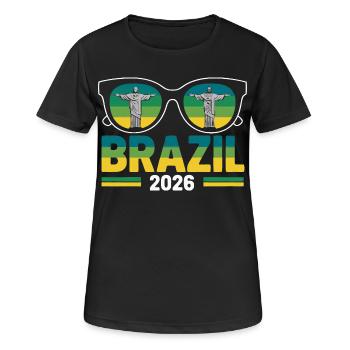 Brésil 2026 Lunettes de soleil Christ Rédempteur - T-shirt respirant Femme - noir - Devant - AI Model Female 172 light (172cm)