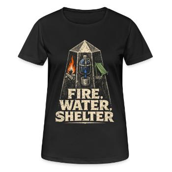 Abri d’eau pour le survivant du prépper - T-shirt respirant Femme - noir - Devant - AI Model Female 172 light (172cm)