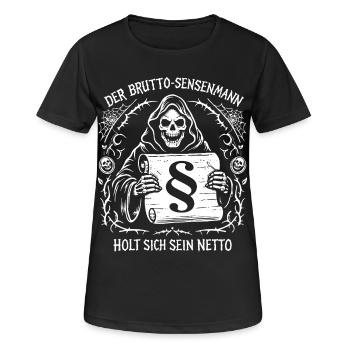 Der Brutto Sensenmann. Steuern Humor - Frauen T-Shirt atmungsaktiv - Schwarz - Vorne - AI Model Female 172 light (172cm)