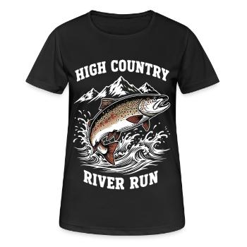 Pêche Rivière Haute Montagne Truite - T-shirt respirant Femme - noir - Devant - AI Model Female 172 light (172cm)