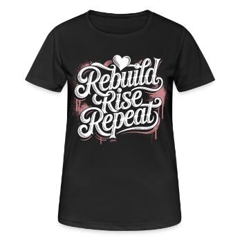 Durchhalten Motivation T-Shirt – Kraft & Fokus - Frauen T-Shirt atmungsaktiv - Schwarz - Vorne - AI Model Female 172 light (172cm)