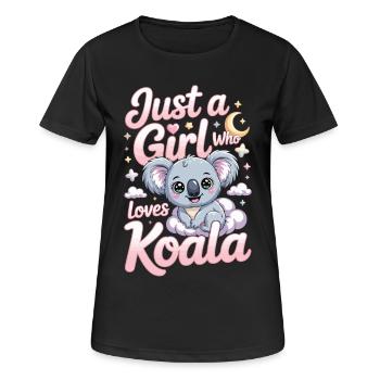 Just a Girl Who Loves Koala T-Shirt - Frauen T-Shirt atmungsaktiv - Schwarz - Vorne - AI Model Female 172 light (172cm)