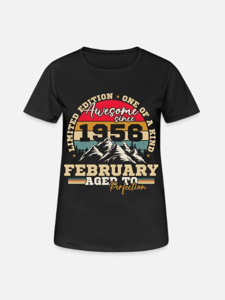 February 1956 Vintage Retro Birthday Gift - Women's Breathable T-Shirt - black