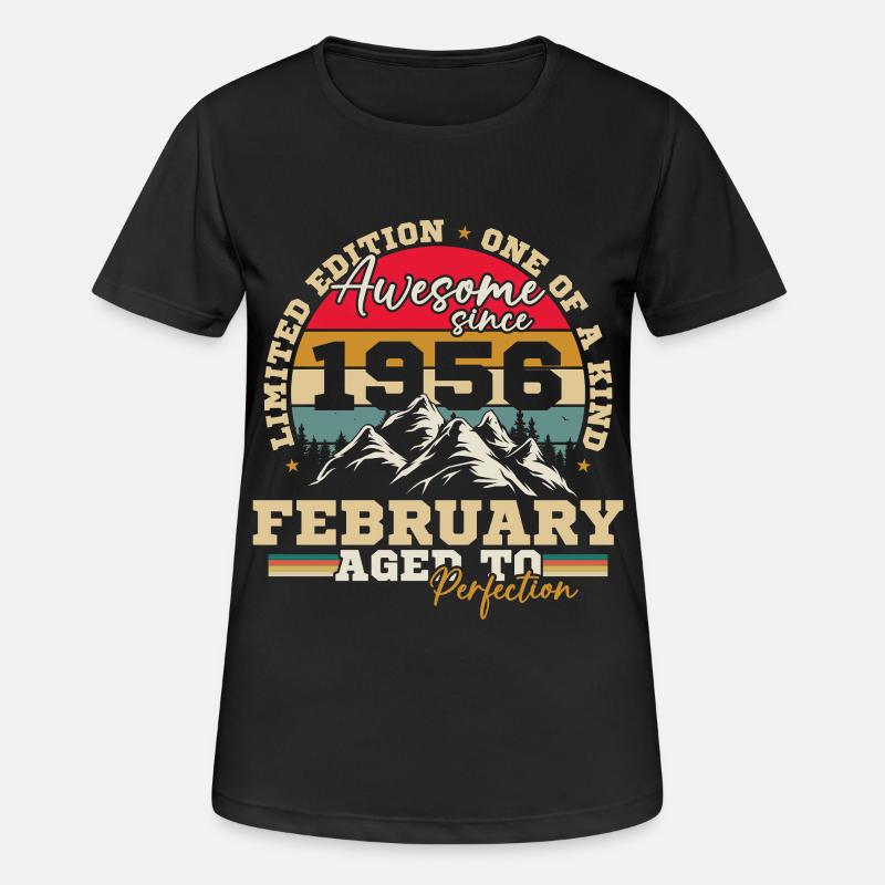 February 1956 Vintage Retro Birthday Gift - Women's Breathable T-Shirt - black