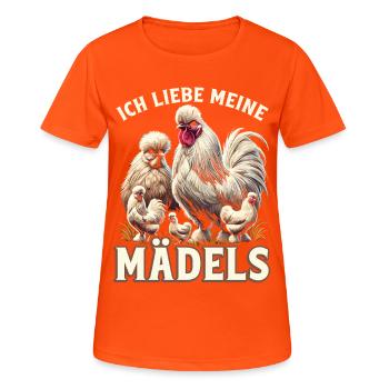 Ich Liebe Meine Mädels Seidenhühner - Frauen T-Shirt atmungsaktiv - Neonorange - Vorne - AI Model Female 172 dark (172cm)