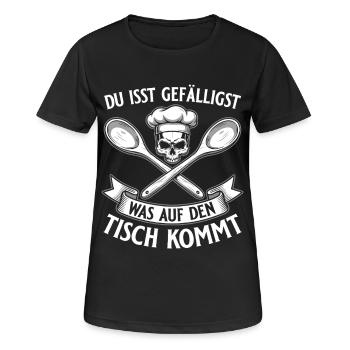 You eat what's on the table - Koch Totenkopf - Women's Breathable T-Shirt - black - Front - AI Model Female 172 light (172cm)