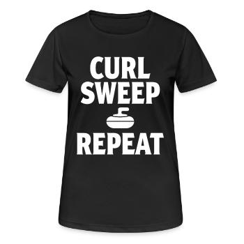 Curl Sweep Repeat Curling Sport Eissport - Frauen T-Shirt atmungsaktiv - Schwarz - Vorne - AI Model Female 172 light (172cm)