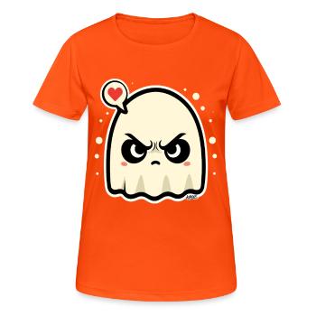 Angry Ghost with Heart Speech Bubble - Women's Breathable T-Shirt - neon orange - Front - AI Model Female 172 dark (172cm)