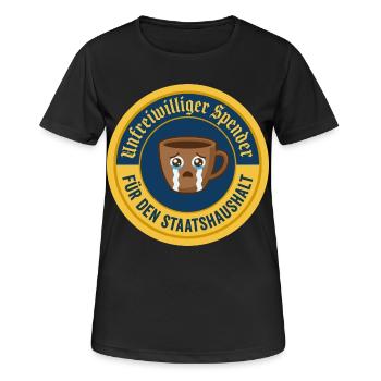 Unfreiwilliger Spender Für Den Staatshaushalt - Frauen T-Shirt atmungsaktiv - Schwarz - Vorne - AI Model Female 172 light (172cm)