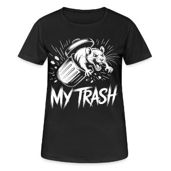Rat agressif dans la poubelle – Ma poubelle - T-shirt respirant Femme - noir - Devant - AI Model Female 172 light (172cm)