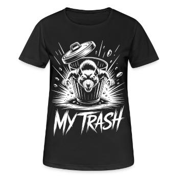 Rat agressif dans la poubelle – Ma poubelle - T-shirt respirant Femme - noir - Devant - AI Model Female 172 light (172cm)