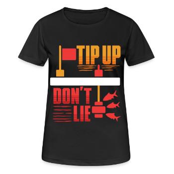 Eisangeln Tip Up Don't Lie - Frauen T-Shirt atmungsaktiv - Schwarz - Vorne - AI Model Female 172 light (172cm)