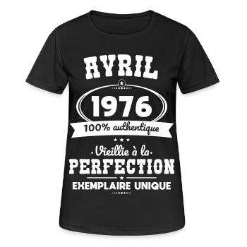 50-jähriges Jubiläum – April 1976 Perfektion - Frauen T-Shirt atmungsaktiv - Schwarz - Vorne - AI Model Female 172 light (172cm)