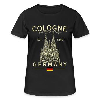 Cologne, Allemagne, Souvenir de la cathédrale du Dom de Cologne - T-shirt respirant Femme - noir - Devant - AI Model Female 172 light (172cm)