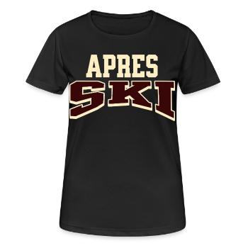 Apres Ski - Frauen T-Shirt atmungsaktiv - Schwarz - Vorne - AI Model Female 172 light (172cm)