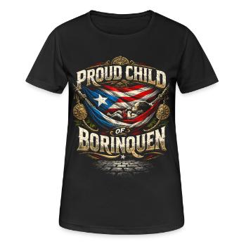 Enfant Boricua fier de Borinquen de Porto Rico - T-shirt respirant Femme - noir - Devant - AI Model Female 172 light (172cm)