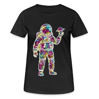 Space Astronaut Scribble Planet Scribbles - Women's Breathable T-Shirt - black - Front - AI Model Female 172 light (172cm)