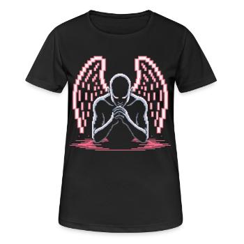 T-shirt Ange Déchu – Style Ailettes Néon Pixelisées - T-shirt respirant Femme - noir - Devant - AI Model Female 172 light (172cm)