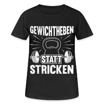 WEIGHTLIFTING INSTEAD OF KNITTING Fun - Women's Breathable T-Shirt - black - Front - AI Model Female 172 light (172cm)