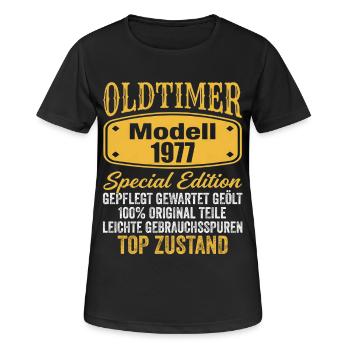 49th Birthday Classic Car Model 1977 - Women's Breathable T-Shirt - black - Front - AI Model Female 172 light (172cm)