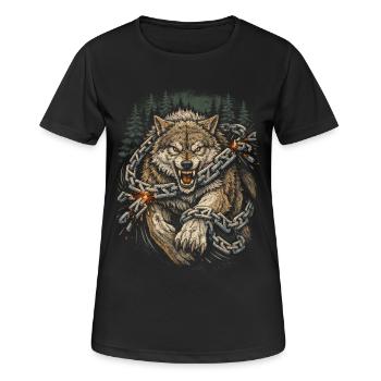 Skandinavisch Wikinger Wolf - Frauen T-Shirt atmungsaktiv - Schwarz - Vorne - AI Model Female 172 light (172cm)
