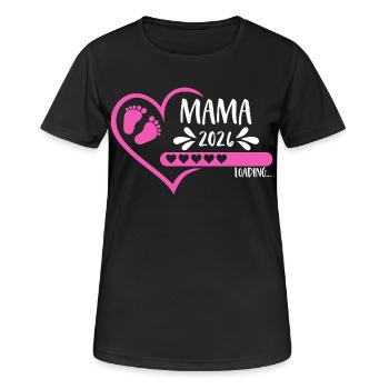 Mama 2026 loading Herz Version Mädchen pink rosa - Frauen T-Shirt atmungsaktiv - Schwarz - Vorne - AI Model Female 172 light (172cm)