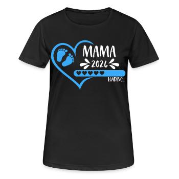 Mama 2026 loading Herz Version Junge blau - Frauen T-Shirt atmungsaktiv - Schwarz - Vorne - AI Model Female 172 light (172cm)