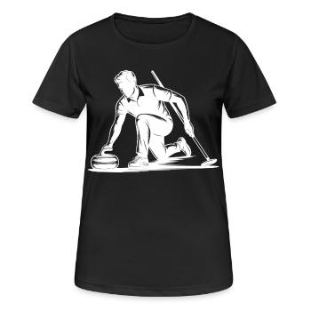Curling Mann Sportler Action Silhouette - Frauen T-Shirt atmungsaktiv - Schwarz - Vorne - AI Model Female 172 light (172cm)